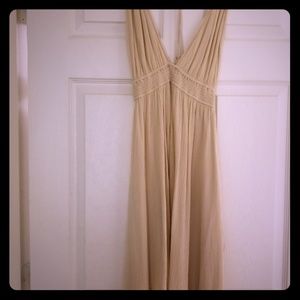Beige back out halter strap dress